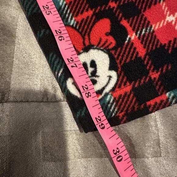 Disney Pajama Pants Womens Large Red Plaid Fleece Mickey Minnie Christmas Lounge - Picture 11 of 12